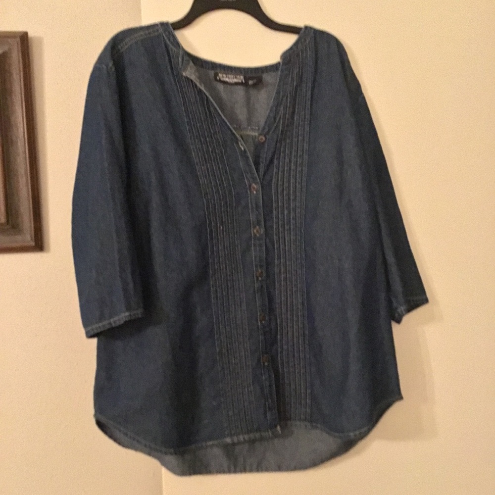 Blue jean blouse 3x